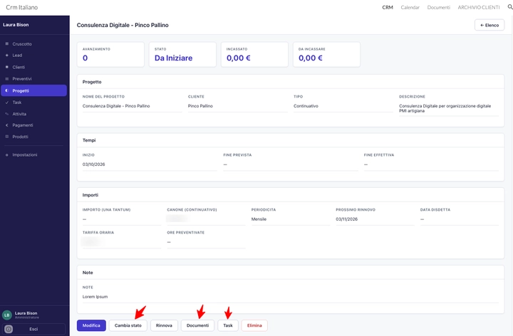 Scheda Progetto Gestionale per freelance su Google Workspace
